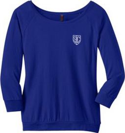 District Made Ladies Modal Blend 3/4-Sleeve Raglan, Lapis Blue